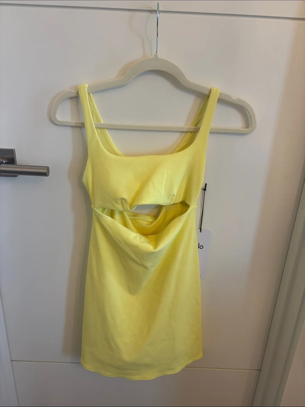 ALO Yoga Lemon Yellow Cutout Tank Mini Dress